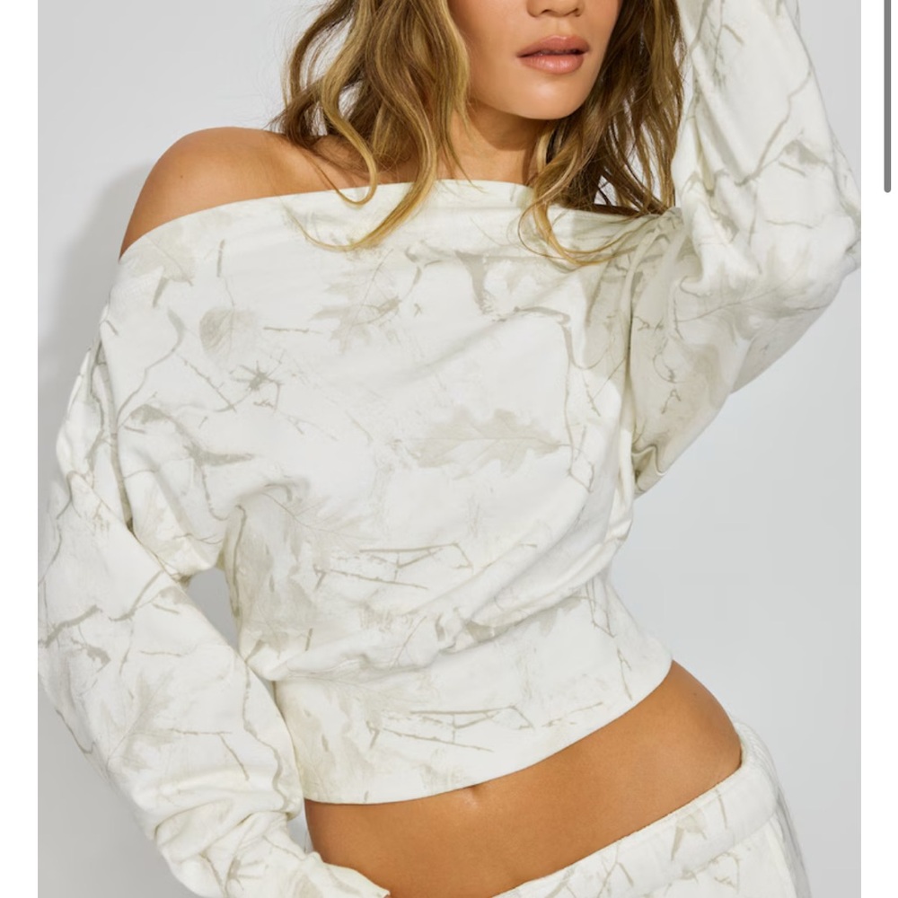 Garage SoftTerry Rib off Shoulder Sweater